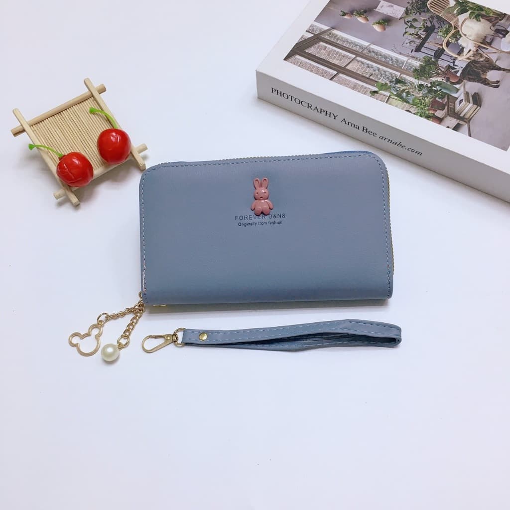 DN005#กระเป๋าสตางค์ใบกลางมีช่วงใส่บัตรงทั้งหมด4ช่อง วัดสุด:หนังPU รุ่นใหม่มีสายคล้องมือทุกใบค่ะ รูปที่ 6