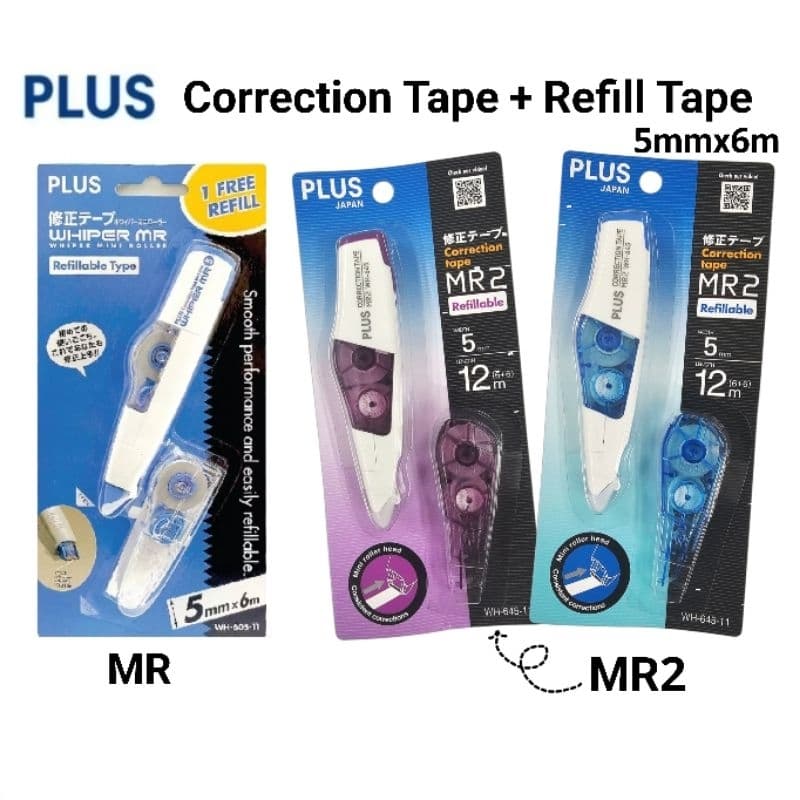 Plus เทปลบคำผิด+รีฟิล รุ่น MR / MR2 ขนาด 5มม.×6ม. Whiper mini roller รูปที่ 1