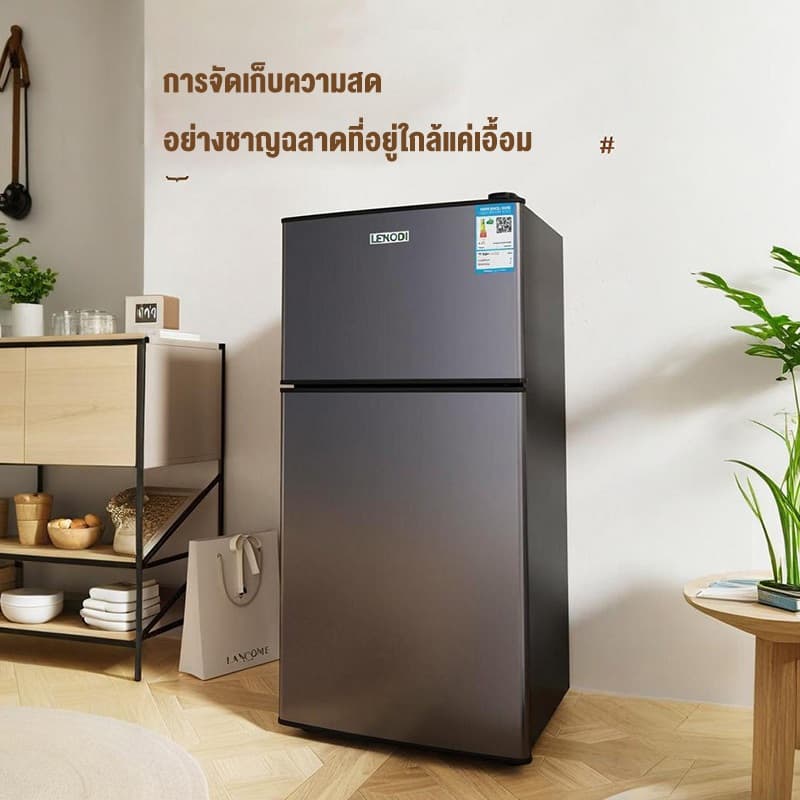 LENODI ตู้เย็นมินิ สองประตู ประหยัดพลังงาน ตู้เย็นในบ้านขนาดเล็ก จุได้ถึง 4.9Q 148 ลิตร รูปที่ 2