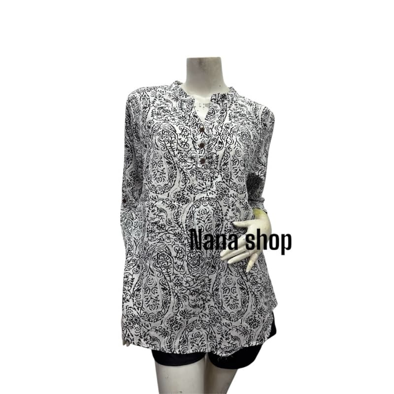 Nana shop18806 เสื้อสตรีผ้าสปันพิมม์ลาย38”-46”ผ้านิ่ใมใส่สบาย รูปที่ 7