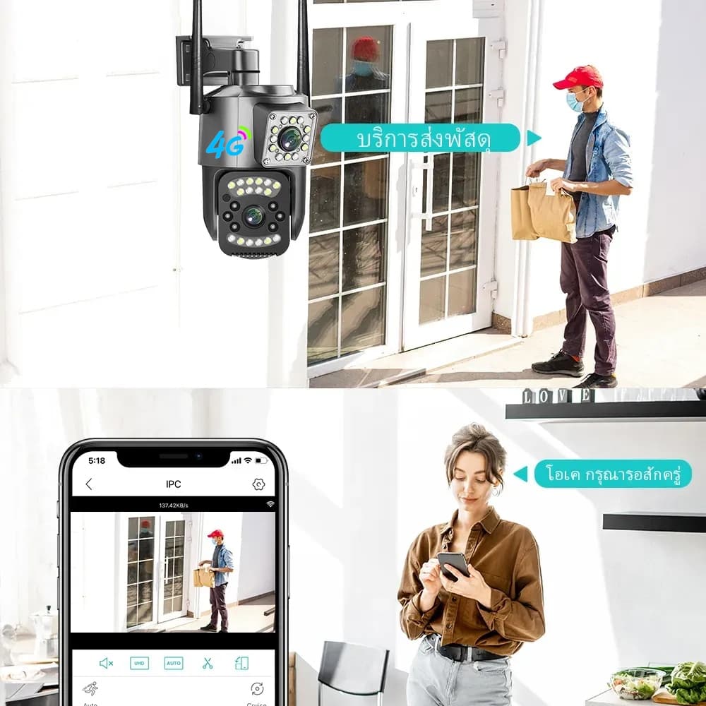 V380 PRO กล้องสองเลนส์ 4G WiFi หน้าจอคู่ 2กล้อง ดูพร้อมกันได้ Color Full HD ​5ล้านพิกเซล กลางคืนภาพสี กล้องวงจรปิดไร้สาย รูปที่ 7