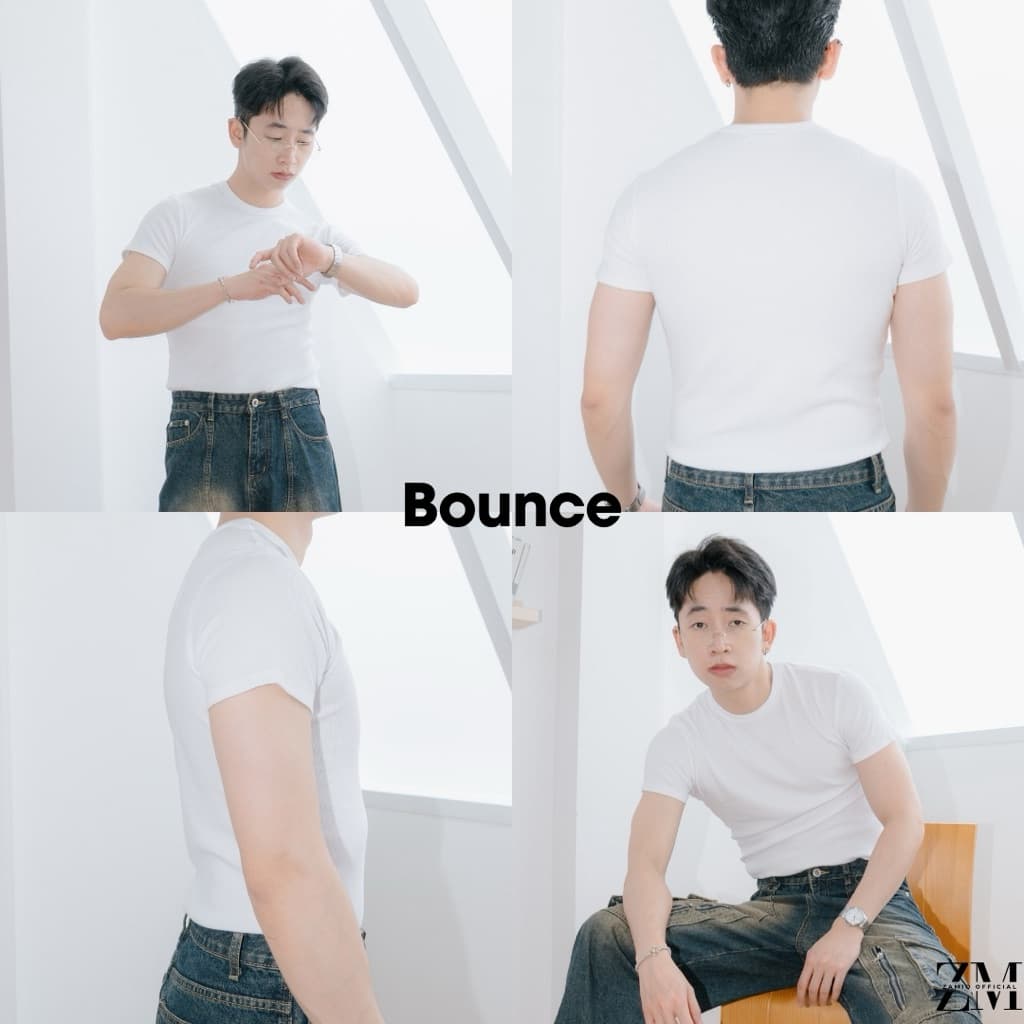 ZAMIO BOUNCE T-shirt เสื้อยืดทรงรัดรูปผ้ายืดใส่สบายตัวสั้น เสื้อไม่ยาวนะครับ รูปที่ 4