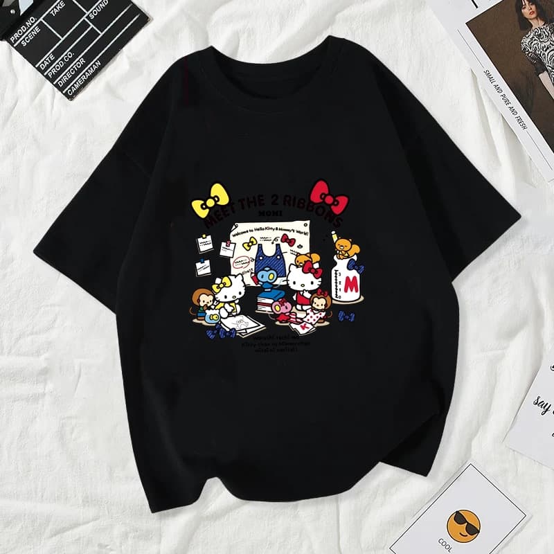 เสื้อยืดผู้หญิงแฟชั่นสาวลายการ์ตูนน่ารักฤดูร้อนเสื้อผ้าแฟชั่นส่วนเกาหลีสวมใส่สบายมาก#A189 รูปที่ 6