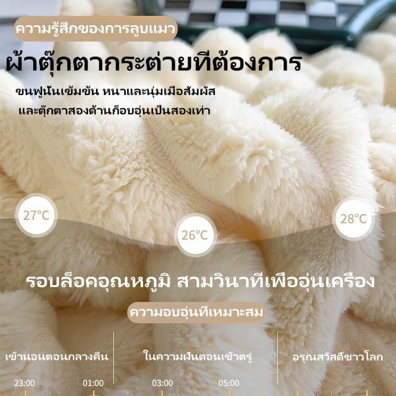 ผ้าห่มขนกระต่าย ผ้าห่มสักหลาด นุ่มพิเศษ / ผ้าห่มคลุมไหล่ เตียงเดี่ยว / ควีน / คิง ผ้าห่มอเนกประสงค์ ผ้าห่มกองนม รูปที่ 2