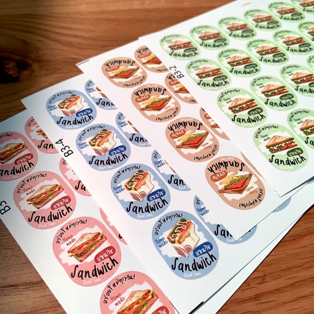 สติกเกอร์ฉลากสินค้า สติกเกอร์แซนวิช ไส้แซนวิช Sandwich สติกเกอร์ติดอาหาร รูปที่ 5