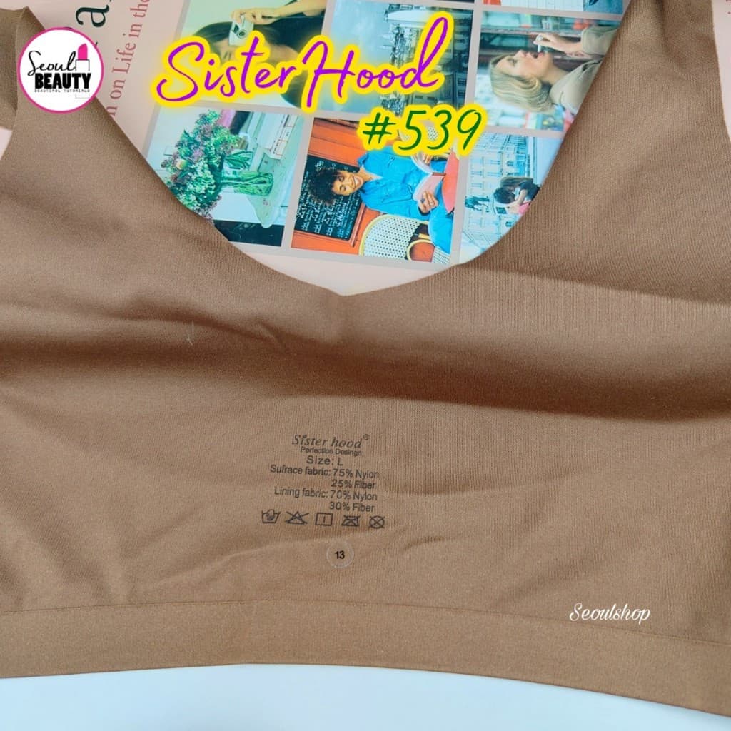 สปอร์ตบรา ผ้าไร้ขอบ กระดุมหน้า ฟองน้ำบาง เสริมดันล่าง หลังเรียบ อกกระชับ / 539 Sister hood รูปที่ 6