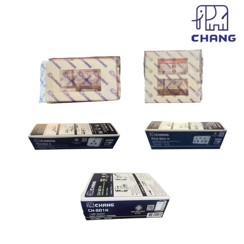 บล๊อกลอยสำเร็จ 2x4 สวิตซ์ ปลั๊กไฟฟ้า CHANG ช้าง พร้อมบล็อกลอย กับ ฝาหน้ากาก ครบชุด รูปที่ 4