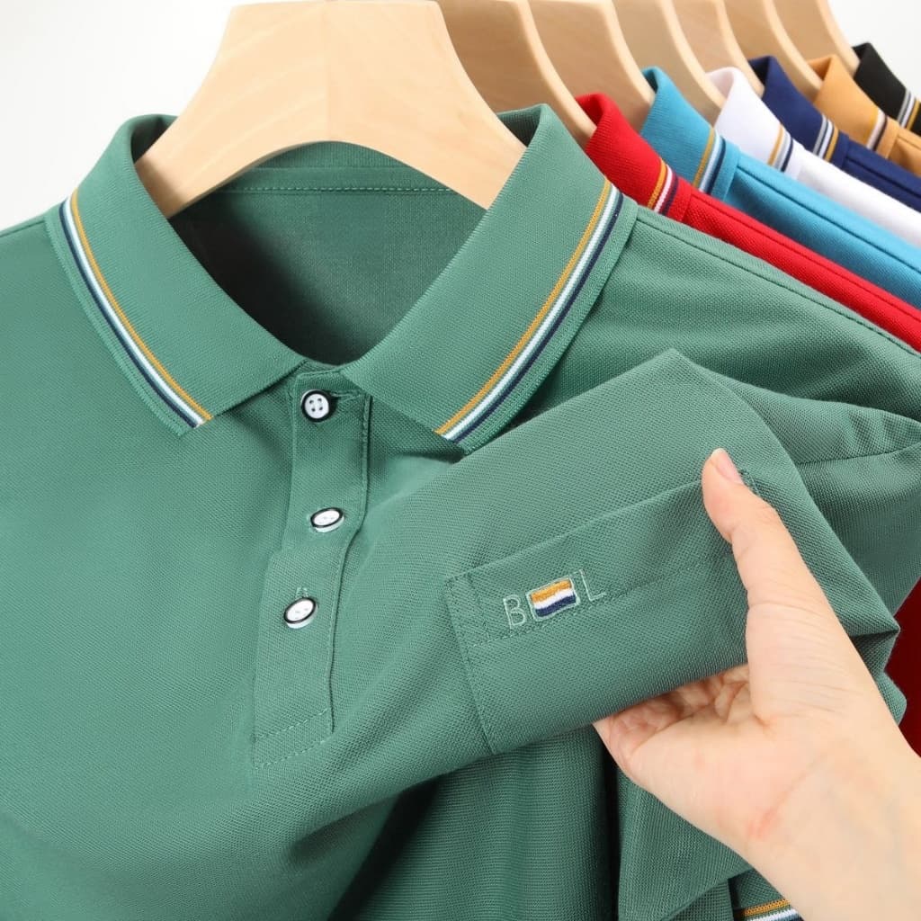 CLIFF -CODเสื้อโปโลผู้ชาย เสื้อเชิ้ตคอปก เสื้อลำลอง แมทช์ลุคง่าย สีล้วน มีกระเป๋า เลือกได้หลายสี รูปที่ 3