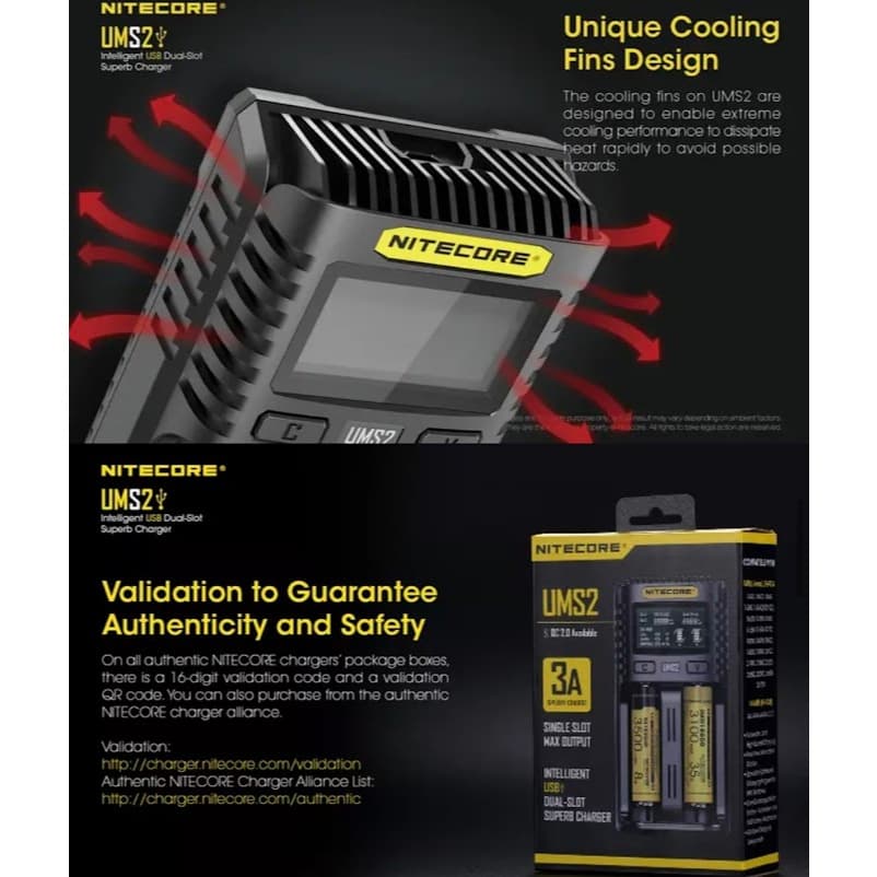 NITECORE UMS4 สี่ช่องแบตเตอรี่อัจฉริยะ USB-C 4A QC Fast CHARGING ที่ยอดเยี่ยมสําหรับ 18650 14500 26650 21700 AA AAA รูปที่ 9