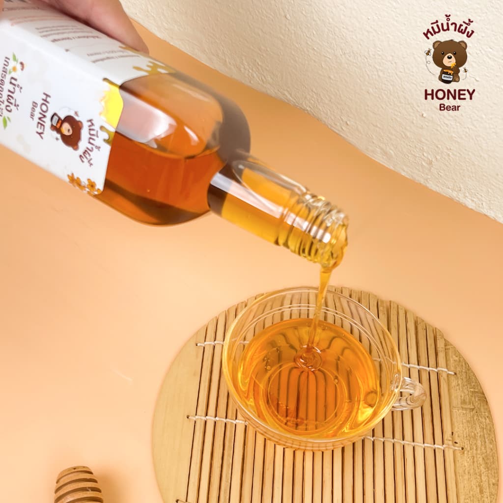 น้ำผึ้งเกสรดอกไม้ป่า HONEY BEAR 1000 กรัม น้ำผึ้งแท้ 100% ไม่มีสารกันบูด ไม่ผสมน้ำตาล มาตรฐาน อย.HACCP HALAL รูปที่ 6