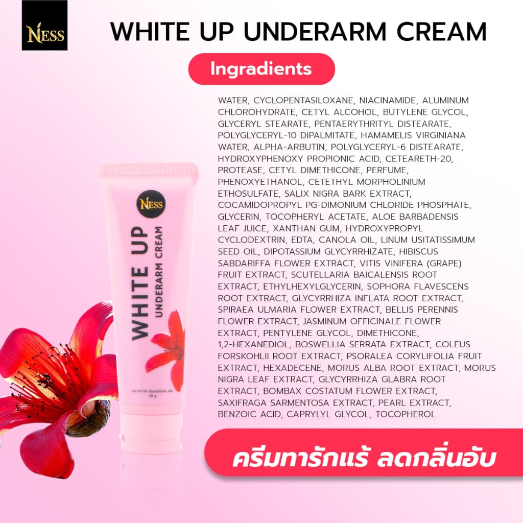 ครีมรักแร้ไวท์อัพ Nessลดกลิ่นอับ ระงับกลิ่นกาย ช่วยรักแร้ขาวกระจ่างใส ยับยั้งเหงื่อใต้วงแขน 30g รูปที่ 9