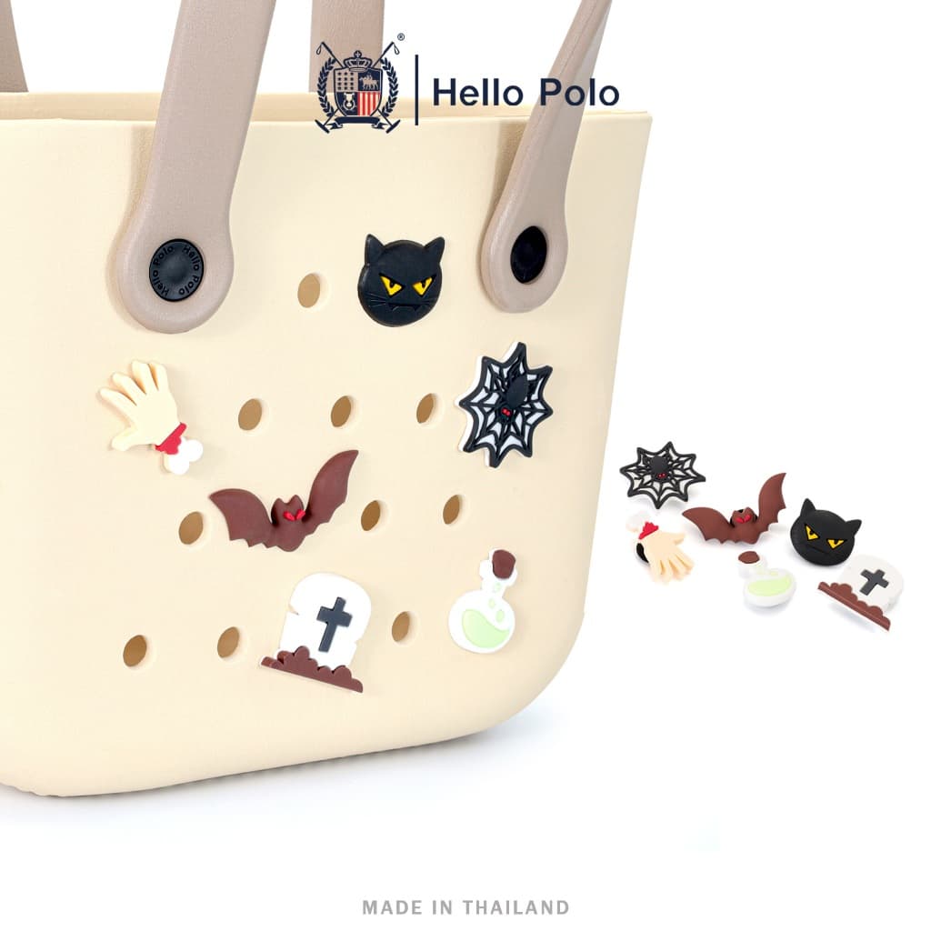 Hello Polo อุปกรณ์ตกแต่งกระเป๋าชายหาด Jibbitz น่ารัก คาแรกเตอร์การ์ตูน ผู้หญิงกระเป๋าถืออุปกรณ์ตกแต่ง รูปที่ 4