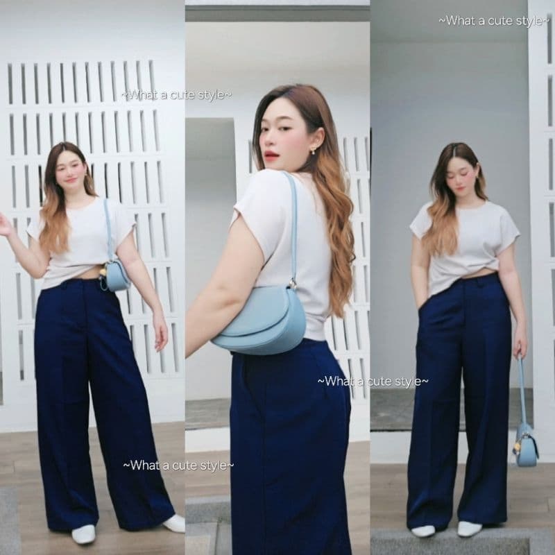 LUCY Pants⭐ เอว24"-44" กางเกงขายาวเอวสูง ตะขอหน้าซิปหน้า พรางหุ่น พรางพุง กางเกงทำงาน ใส่เที่ยวได้ สาวอวบ รูปที่ 5
