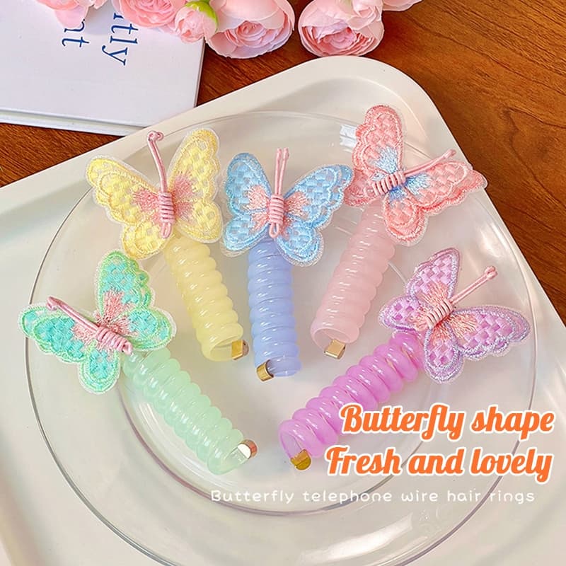 ยางมัดผมเด็ก ยางรัดผม ปักลายผีเสื้อน่ารัก สีแคนดี้ สไตล์เกาหลี สําหรับเด็ก รูปที่ 3