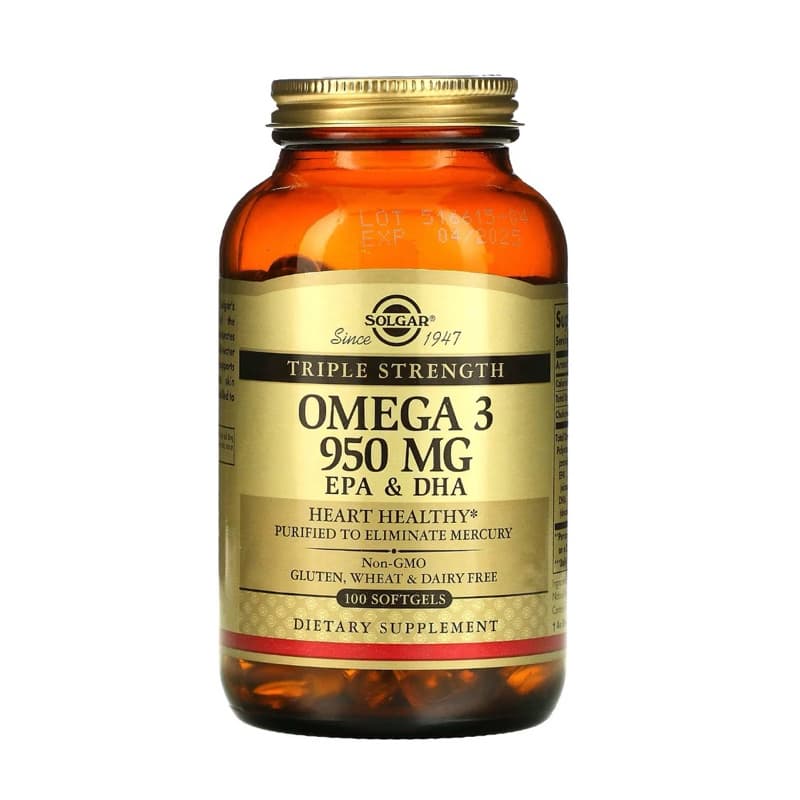Solgar Omega 3 , EPA & DHA, Triple Strength, 950 mg, 100 Softgels โอเมก้า 3 สูตรเข้มข้น 3 เท่าขนาด 950 มก. รูปที่ 1