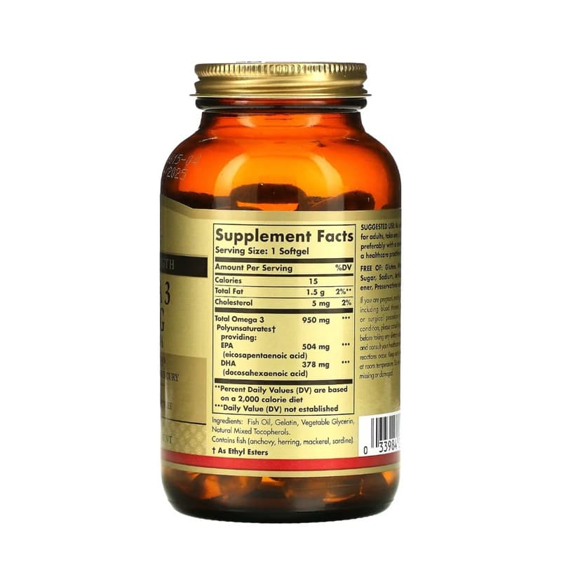 Solgar Omega 3 , EPA & DHA, Triple Strength, 950 mg, 100 Softgels โอเมก้า 3 สูตรเข้มข้น 3 เท่าขนาด 950 มก. รูปที่ 2
