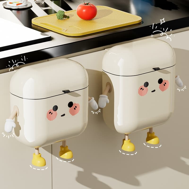 UFORU ถังขยะแขวน ถังขยะแบบติดผนัง กันน้ำมีฝาปิด พร้อมตกแต่งการ์ตูน DIY สไตล์มินิมอล น่ารักสุดๆ กล่องใส่ของอเนกประสงค์ รูปที่ 3