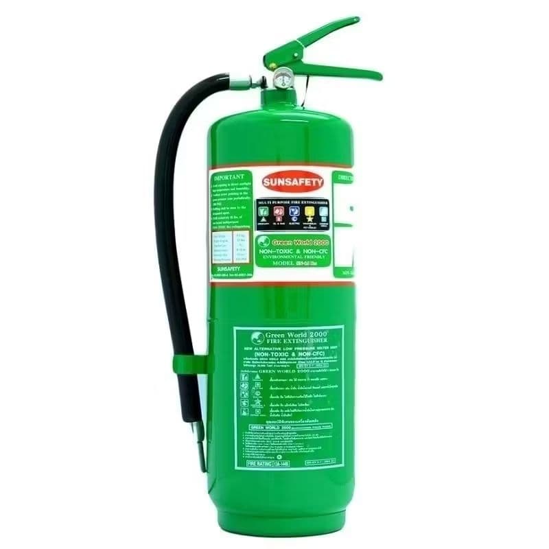 SUNSAFETY ถังดับเพลิงสีเขียว GREEN WORLD 2000 ชนิดเคมีน้ำสูตรแรงดันต่ำ Low Pressure Water Mist รับประกัน 5 ปี. รูปที่ 2
