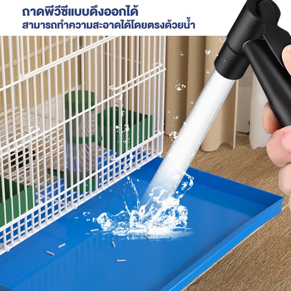 Petcho กรงนก กรงนกขนาดใหญ่ กรงนกแก้ว กรงสัตว์เลี้ยง กรงนกเข้ารหัส มีที่ใส่อาหารและน้ำ พร้อมถาดรองสิ่งสกปรก ทนทาน รูปที่ 6