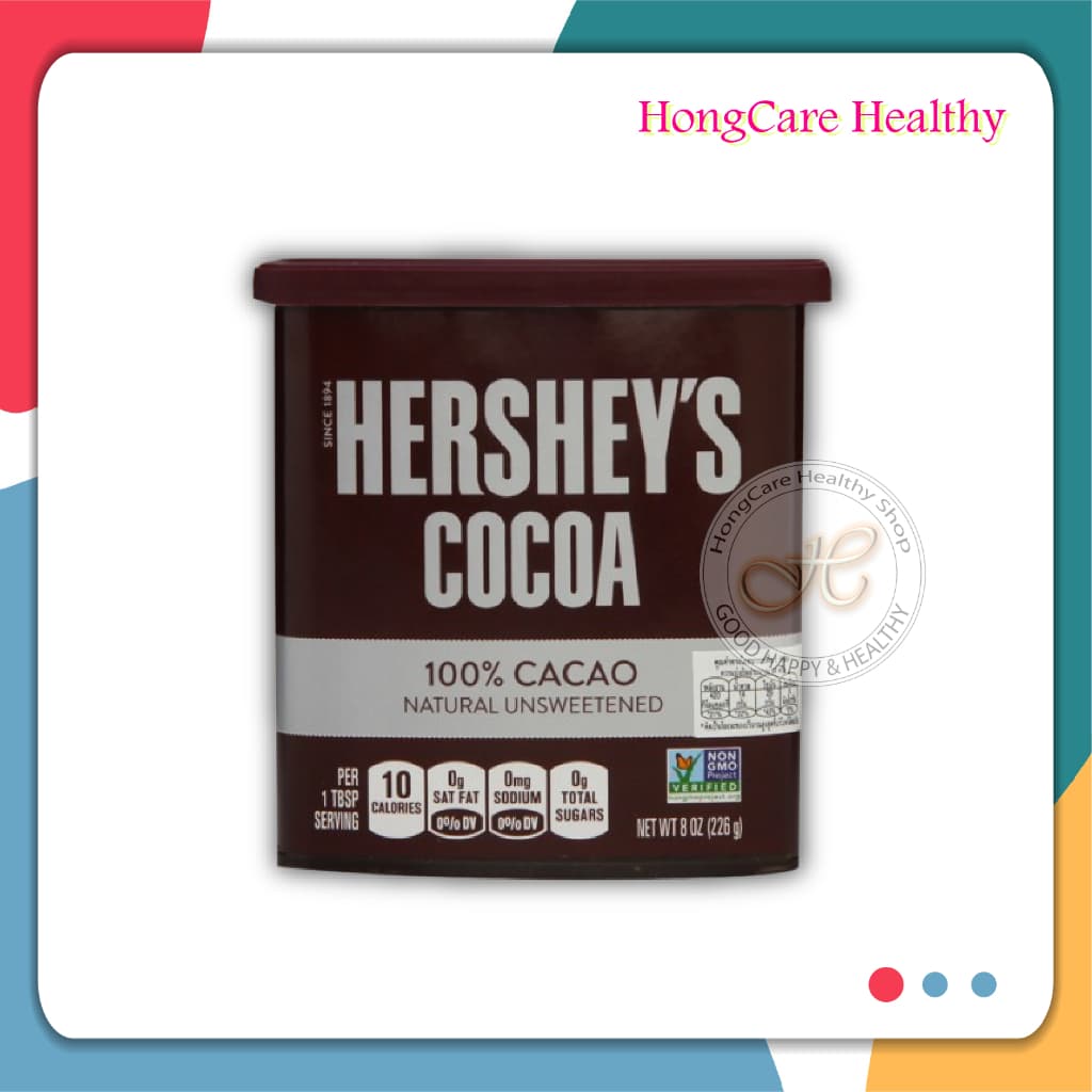 Hershey's Cocoa Powder 100% Cacao Natural Unsweetened 226g , เฮอร์ชีส์ โกโก้ผง ไขมันต่ำ ขนาด 8 ออนซ์ รูปที่ 1