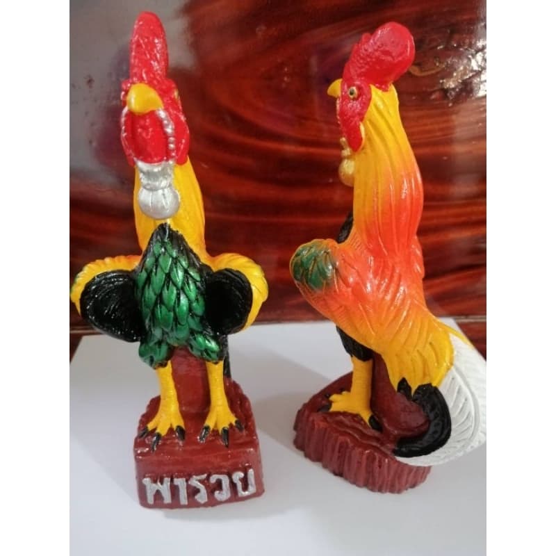 ไก่แก้บนไหว้ไอ้ไข่วางศาลบูชา22ซม.1คู่สีสวย รูปที่ 3