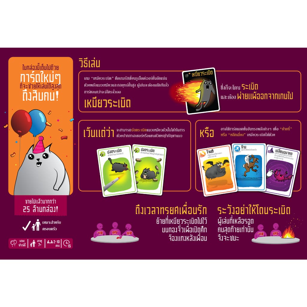 เหมียวระเบิด ปาร์ตี้ Board Game บอร์ดเกม ไทย/THAI รูปที่ 3