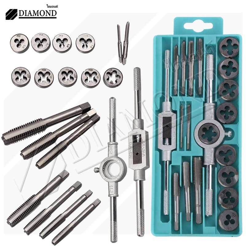 Diamond ชุดต๊าปเกลียวตัวผู้ ตัวเมีย ทำเกลียว ชุดดอกสว่าน M3-M12 ชุดไขควง ชุด 20 ชิ้น พร้อมกล่อง รูปที่ 2