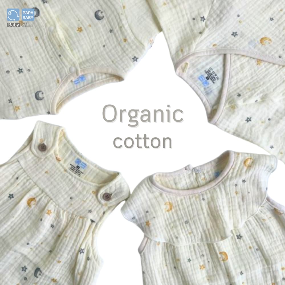 PAPA BABY ชุดบอดี้สูทเด็กแรกเกิดผ้ามัสลินทอย่น cotton ทอ 2 ชั้น แรกเกิด-6เดือน ชุดเด็ก เสื้อผ้าเด็ก รูปที่ 2