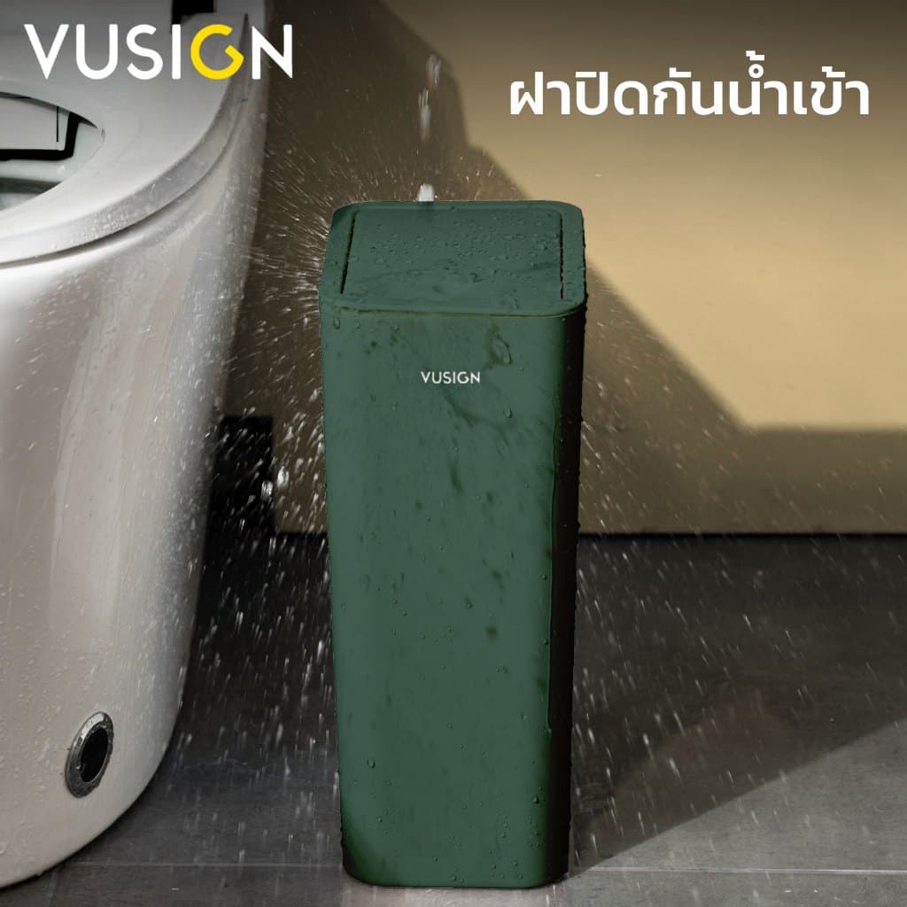 Vusign ถังขยะมินิมอล ถังขยะทรงสูง ฝาแบบกด วัสดุพลาสติกPP คุณภาพดี หนา แข็งแรงทนทาน Flip Trash รูปที่ 2