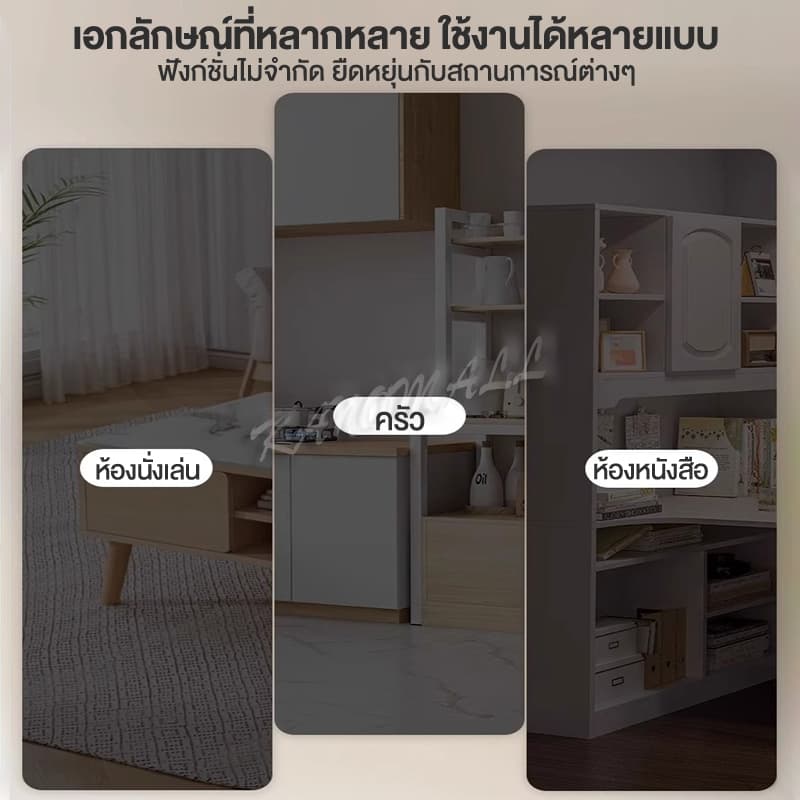 ชั้นวางของครัว หนาขึ้น ตู้กับข้าว เอนกประสงค์ ด้วยประตูตู้ กว้าง120ซม วางชาม/ขวดเครื่องปรุง/กระทะ/ของกระจุกกระจิกได้ รูปที่ 6