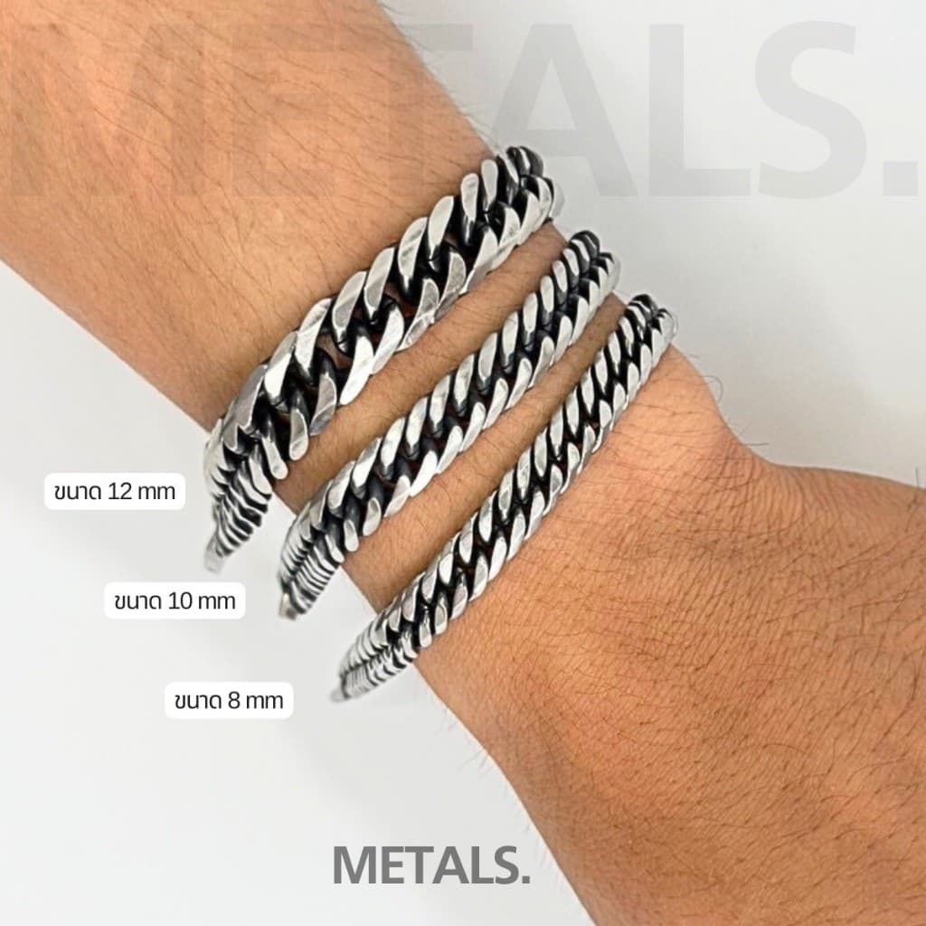 METALS สร้อยข้อมือเลส รุ่นตัดเหลี่ยม สีเลสดำด้าน สแตนเลส B02-01 รูปที่ 4