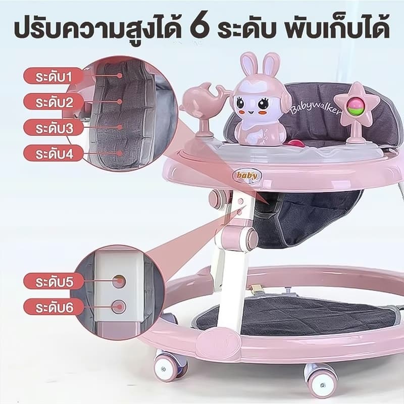 รถหัดเดิน มีเสียง พับได้ มีเพลง มีไฟ รถหัดเดินเด็กรถหัดเดินเด็ก 2in1 ปรับเป็นผลักเดินได้ รถเด็กหัดเดิน มีถาดของเล่น รูปที่ 8