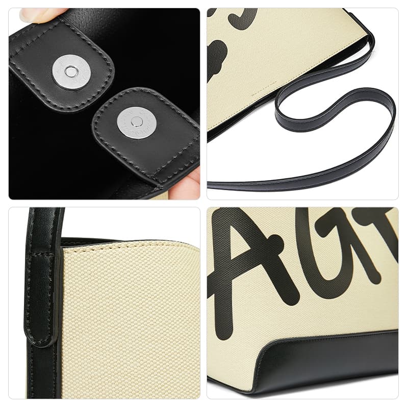 AGE FREE Gabine bag กระเป๋าทรงถังลายคลาสสิกแบบสะพายข้างกระเป๋าาถือbucket bag รูปที่ 8