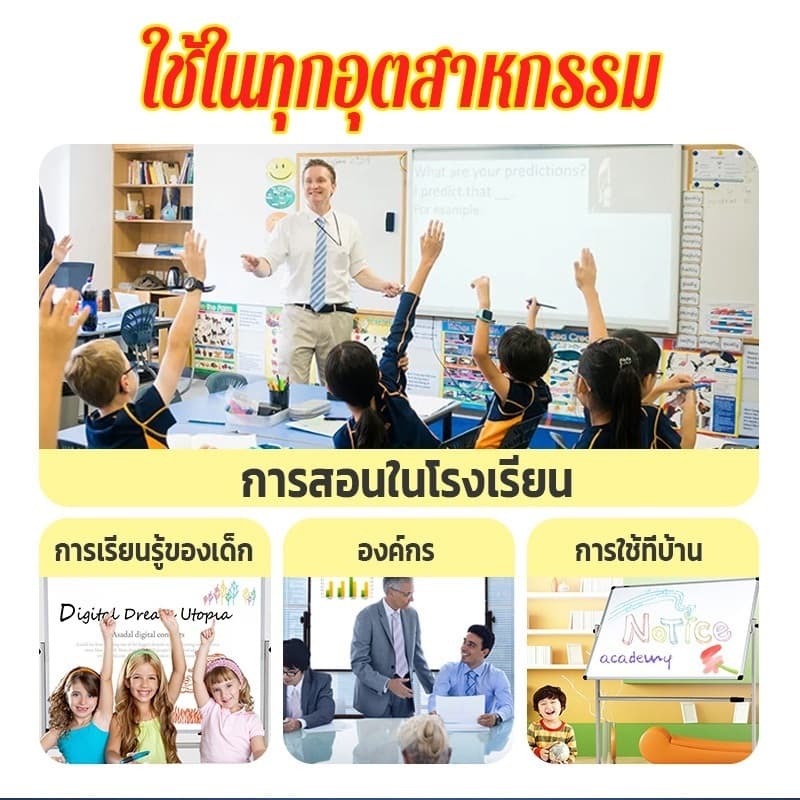 ไวท์บอร์ด Whiteboard กระดานไวท์บอร์ด 2 ด้าน กระดานเขียนลบได มีหลายขนาด สำหรับสำนักงานและห้องเรียน สามารถออกใบกำกับภาษีได รูปที่ 4