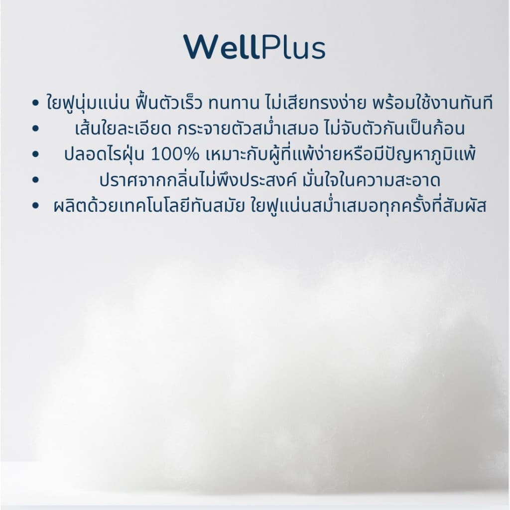 WellPlus ใยสังเคราะห์เกรด A จากโรงงาน ใยโพลีเอสเตอร์ Polyester สีขาว นุ่มฟู ใยคุณภาพดี ใยยัดหมอน ใยยัดตุ๊กตา ใยยัดโซฟา รูปที่ 2