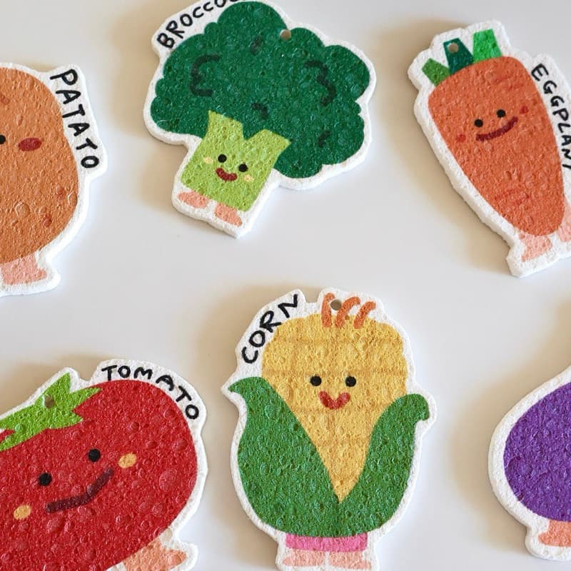 ฟองน้ำล้างจาน Vegetables ผักรวม ฟองน้ำเยื่อไม้ไผ่ บีบอัด dishwashing sponge 60060 รูปที่ 6