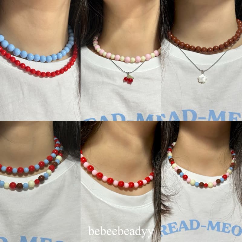สร้อยคอลูกปัดอะคลีริคเม็ดกลม | สร้อยลูกปัดเม็ดใหญ่ สีสันสดใส รูปที่ 3