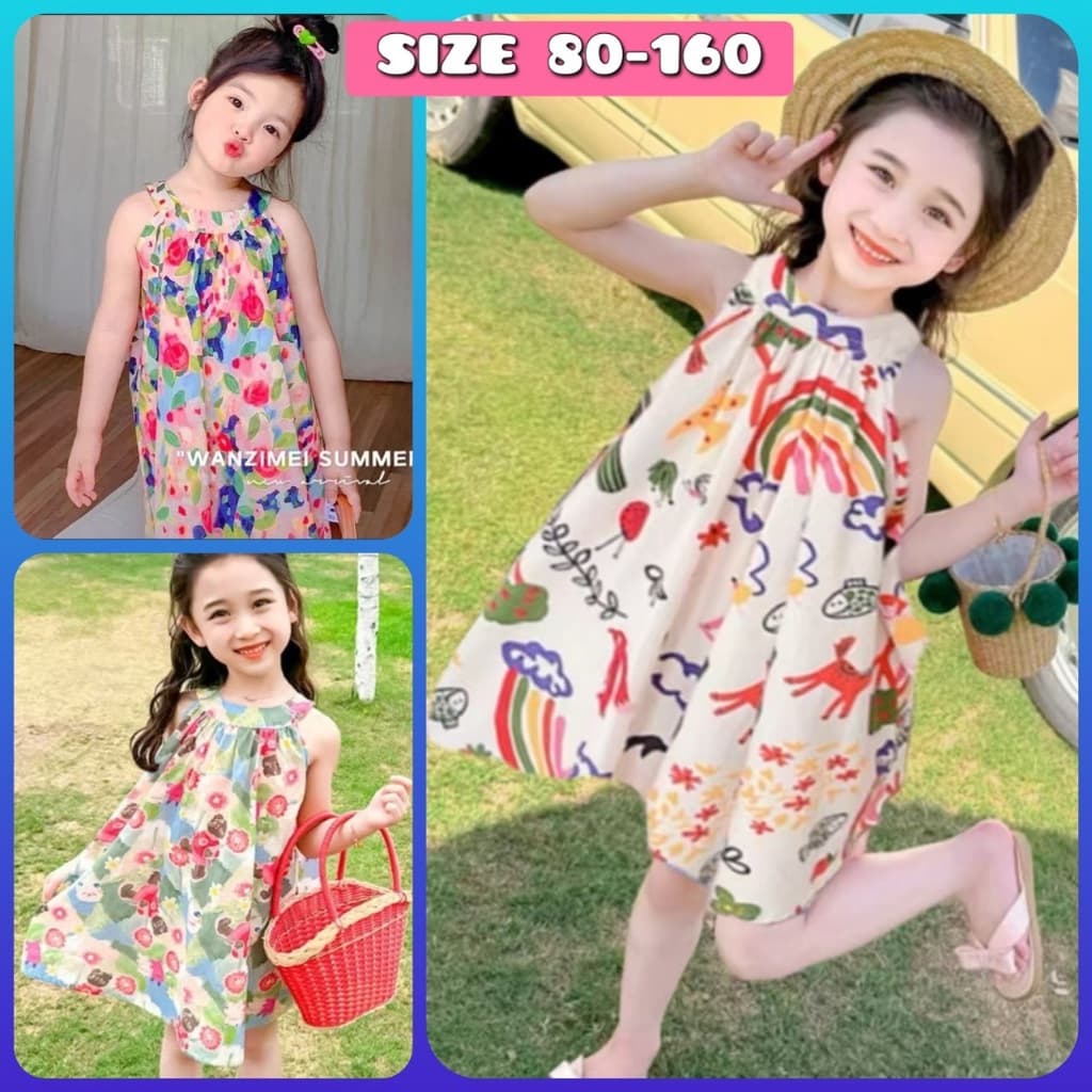 ชุดเดรสกระโปรงเด็กผู้หญิง ใส่คู่แม่ลูกได้ ไซส์ 80-160 ผ้าบางเบาระบายอากาศได้ดีไม่ร้อน รูปที่ 2