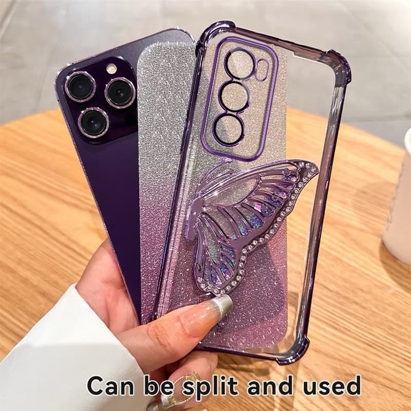 เคสขาตั้ง สำหรับ VIVO Y31D Y500i Y05 Y11D V70FE Y29 Y29S Y04 Y04S Y21D Y31 Y200 Y19S กันกระแทก ผีเสื้อ กริตเตอร์ ตั้งได้ รูปที่ 8