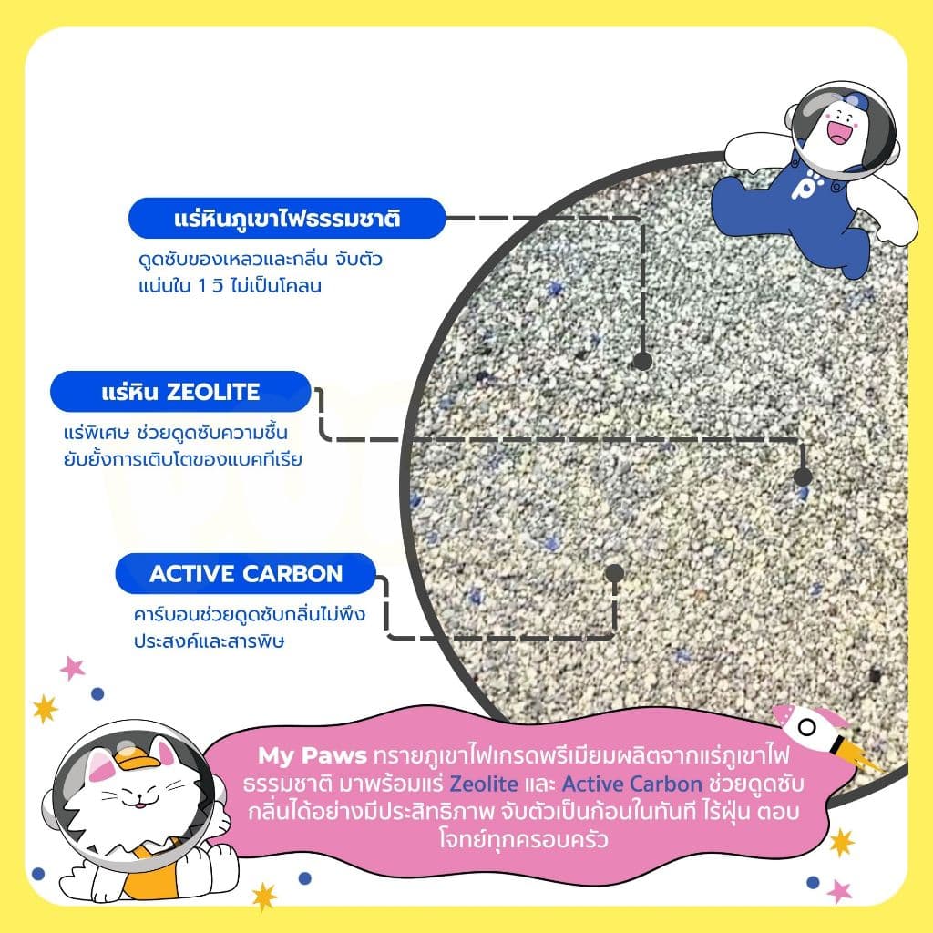 Purrs Zeolite Carbon ทรายแมวภูเขาไฟเกรดพรีเมี่ยม My Paws รูปที่ 4