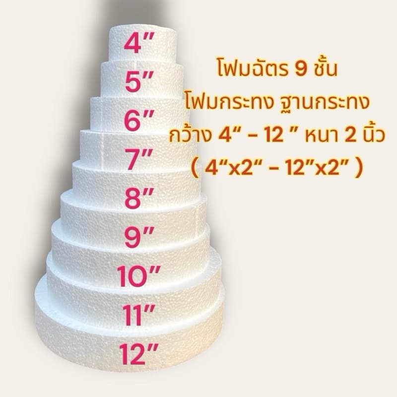 โฟมกระทง ฐานกระทง ฐานโฟมพุ่ม โฟมเค้ก โฟมกระทง กฐิน9ชั้น โฟมฉัตร9ชั้น ขนาด 4-12 นิ้ว ราคา/ชิ้น
