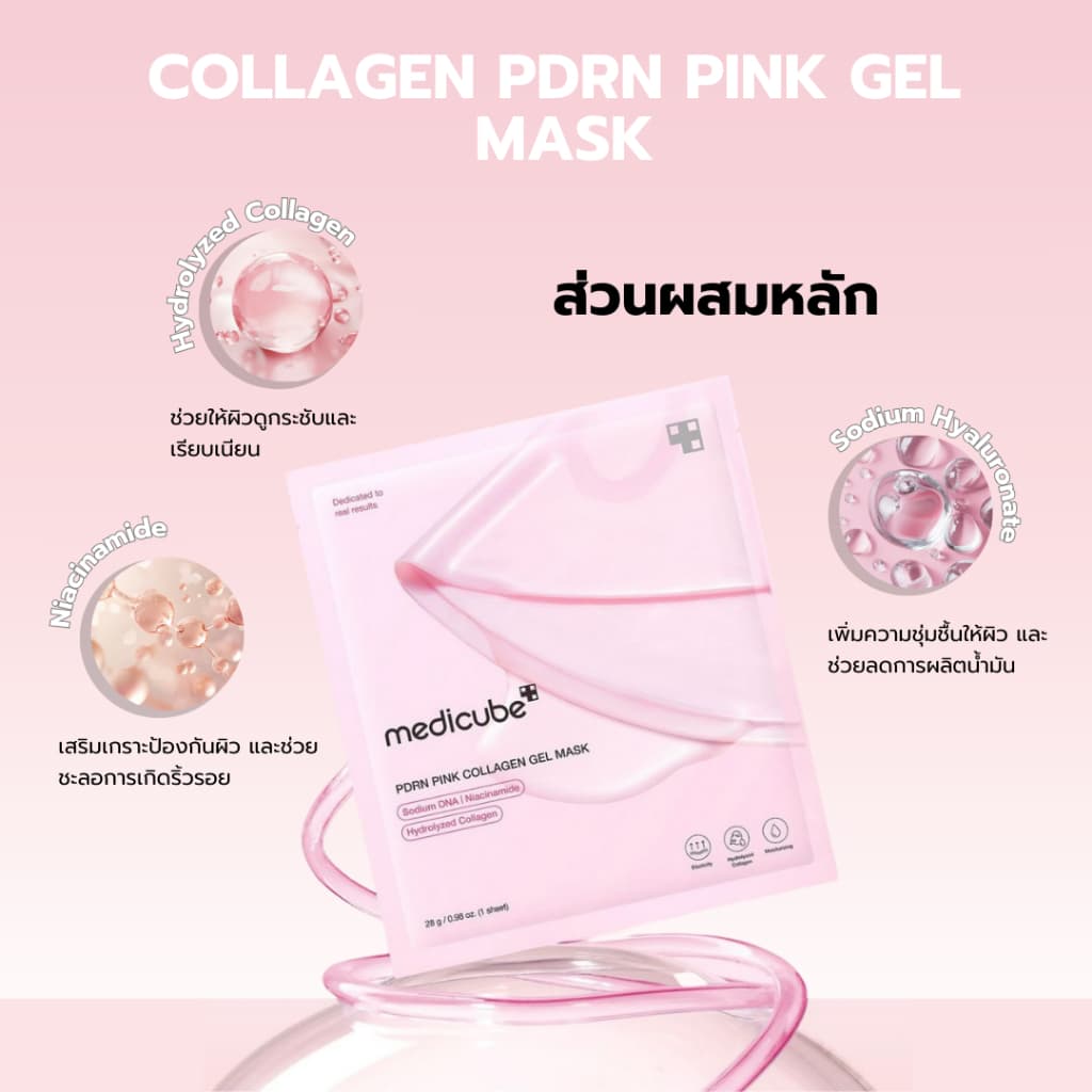 MEDICUBE PDRN Pink Collagen Gel Mask |แผ่นมาสก์เจล PDRN อิ่มฟู เติมความชุ่มชื้น ผิวฉ่ำโกลว์ รูปที่ 3