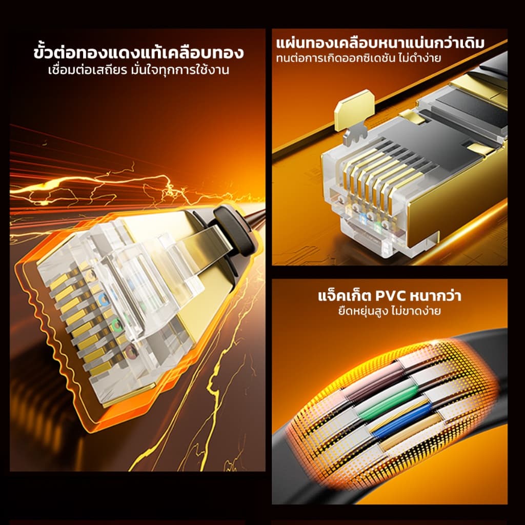 Jasoz สายLAN Cat 8 Shielded Flat Cable 40Gbps รุ่น E127 ความยาว 1เมตร - 5เมตร เสถียรทุกการเชื่อมต่อ รูปที่ 4
