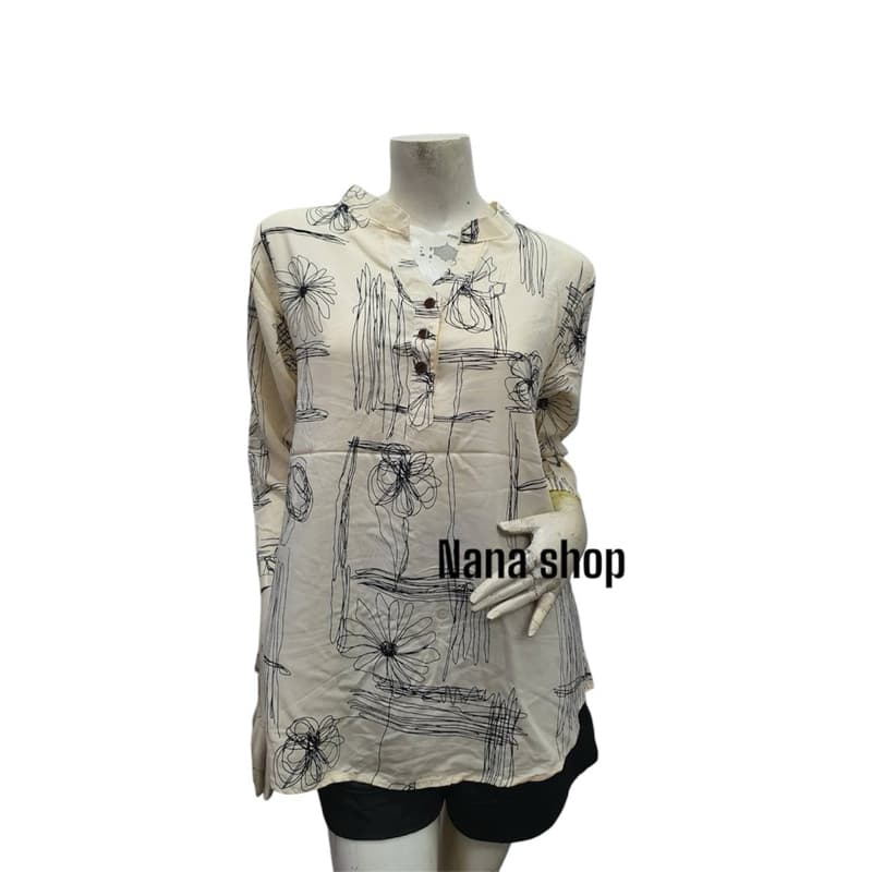 Nana shop18806 เสื้อสตรีผ้าสปันพิมม์ลาย38”-46”ผ้านิ่ใมใส่สบาย รูปที่ 4