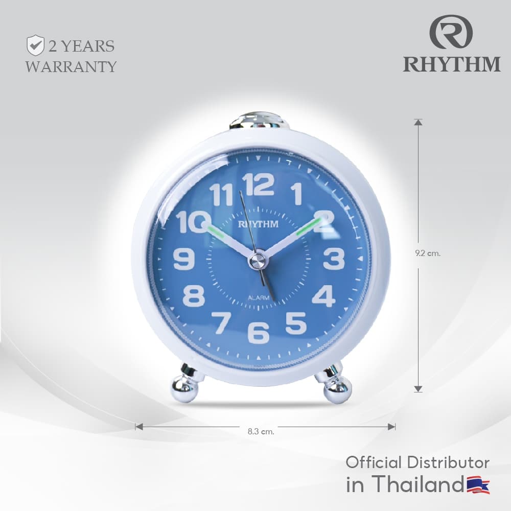 RHYTHM นาฬิกาตั้งโต๊ะกลม มีขา มีไฟ เดินเงียบ ฐานกว้าง 8.3 ซม.-CRE313NR รูปที่ 1