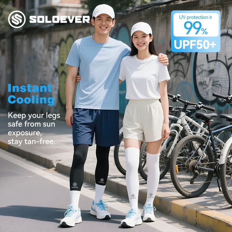 SOLOEVER ปลอกขา ปลอกหุ้มขาใส่ปั่นจักรยาน UV UPF50+ กันรังสี UV ได้ 99% กางเกงรัดรูปแบบ Unisex รูปที่ 5