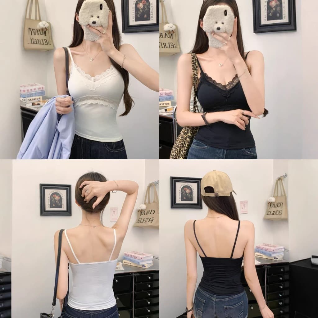 B-310 PARKLE HALTER TOP เสื้อสายเดี่ยวทรงโฮลเตอร์ ดีไซน์น่ารัก ฟองน้ำในตัว รูปที่ 5