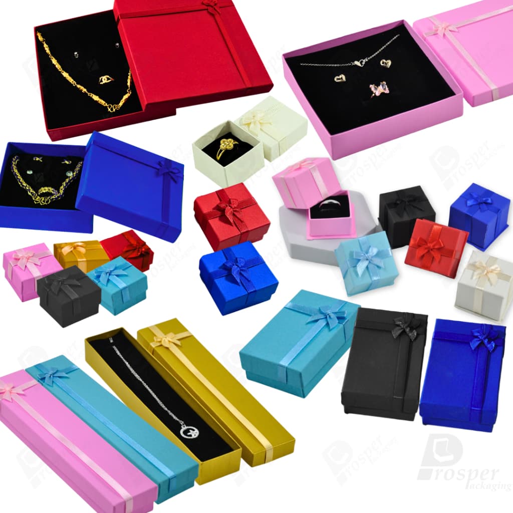 รวมกล่องกระดาษฝาครอบมีโบว์ใส่เครื่องประดับ ใส่แหวน ต่างหู สร้อย กำไล ได้ครบชุด เพิ่มความสวยงาม รูปที่ 1