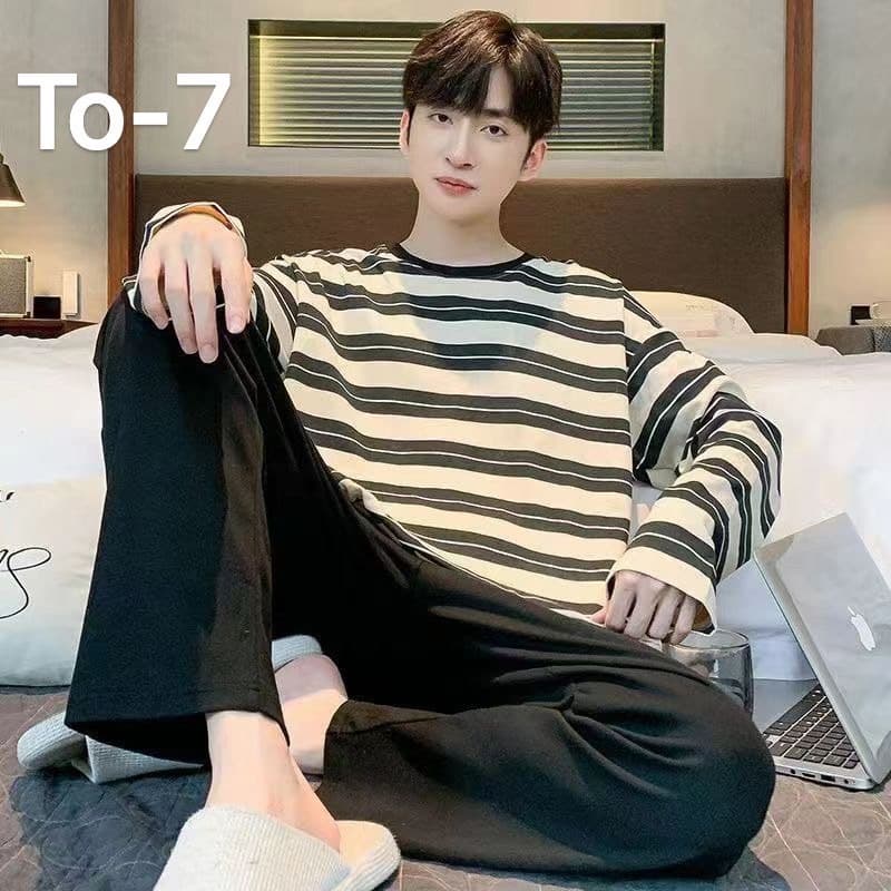ชุดนอนผู้ชาย เสื้อเเขนยาว+ขายาว พิมลาย ที่ไทย-TO รูปที่ 7