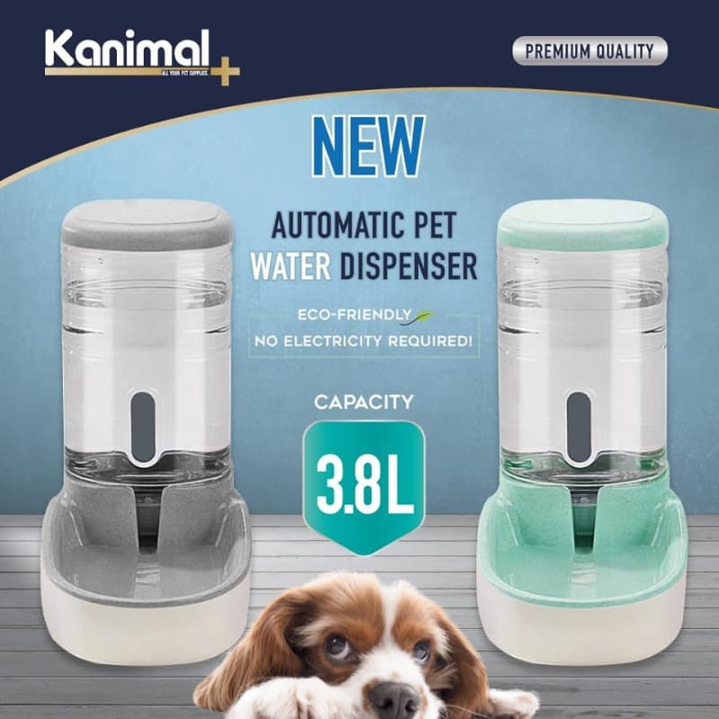 Kanimal Pet Water Dispenser ที่ให้น้ำอัตโนมัติ ชามน้ำดื่ม พร้อมสปริงดันน้ำ สำหรับสุนัขและแมว ความจุ 3.8 ลิตร รูปที่ 2
